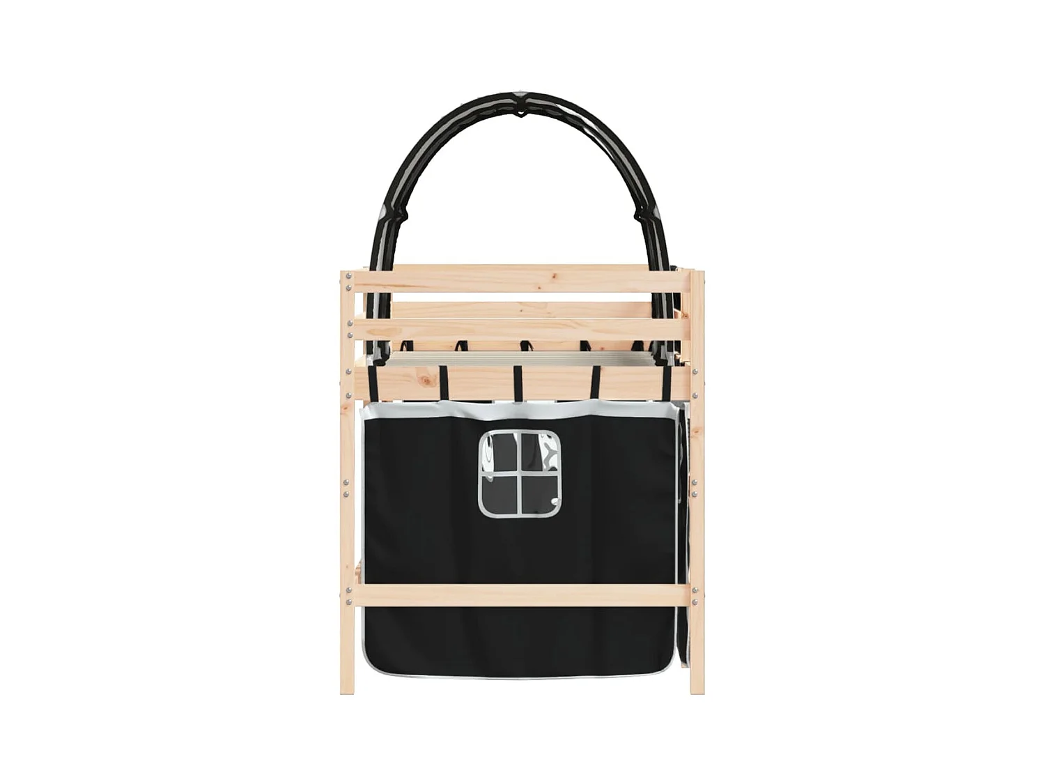 Cama alta niños con túnel madera pino blanco negro 80x200 cm