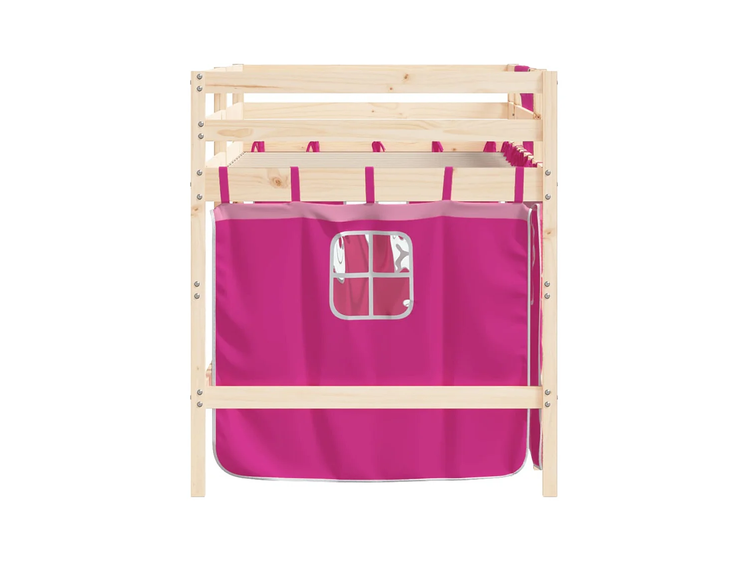 Cama alta p/ criança c/ cortinas 90x190 cm pinho maciço rosa