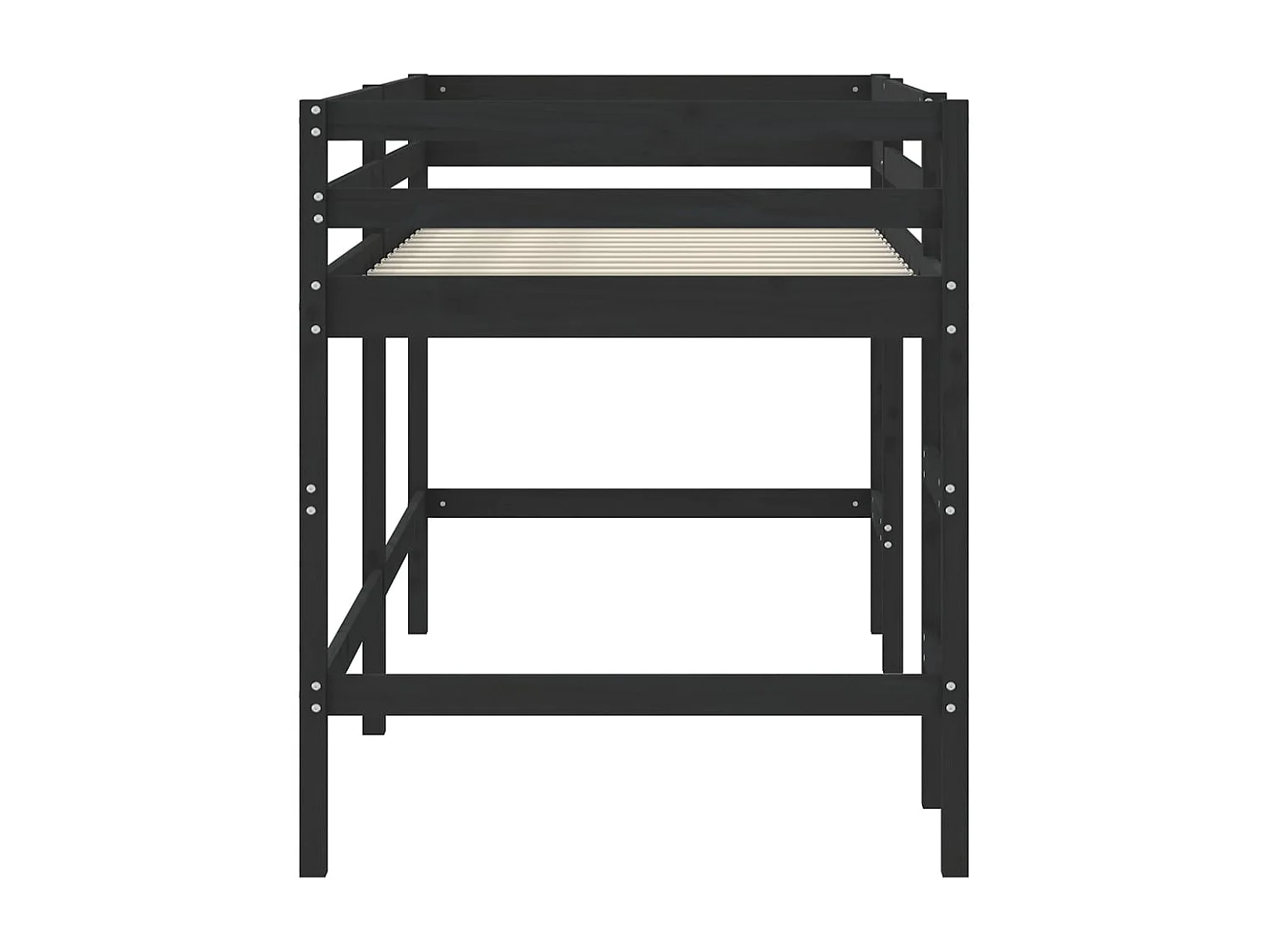 Kinderhoogslaper met ladder 90x200 cm massief grenenhout zwart