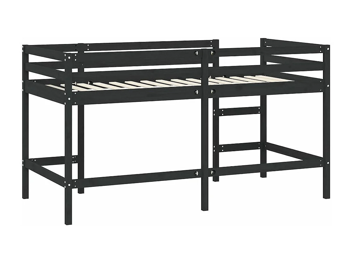 Kinderhoogslaper met ladder 90x200 cm massief grenenhout zwart