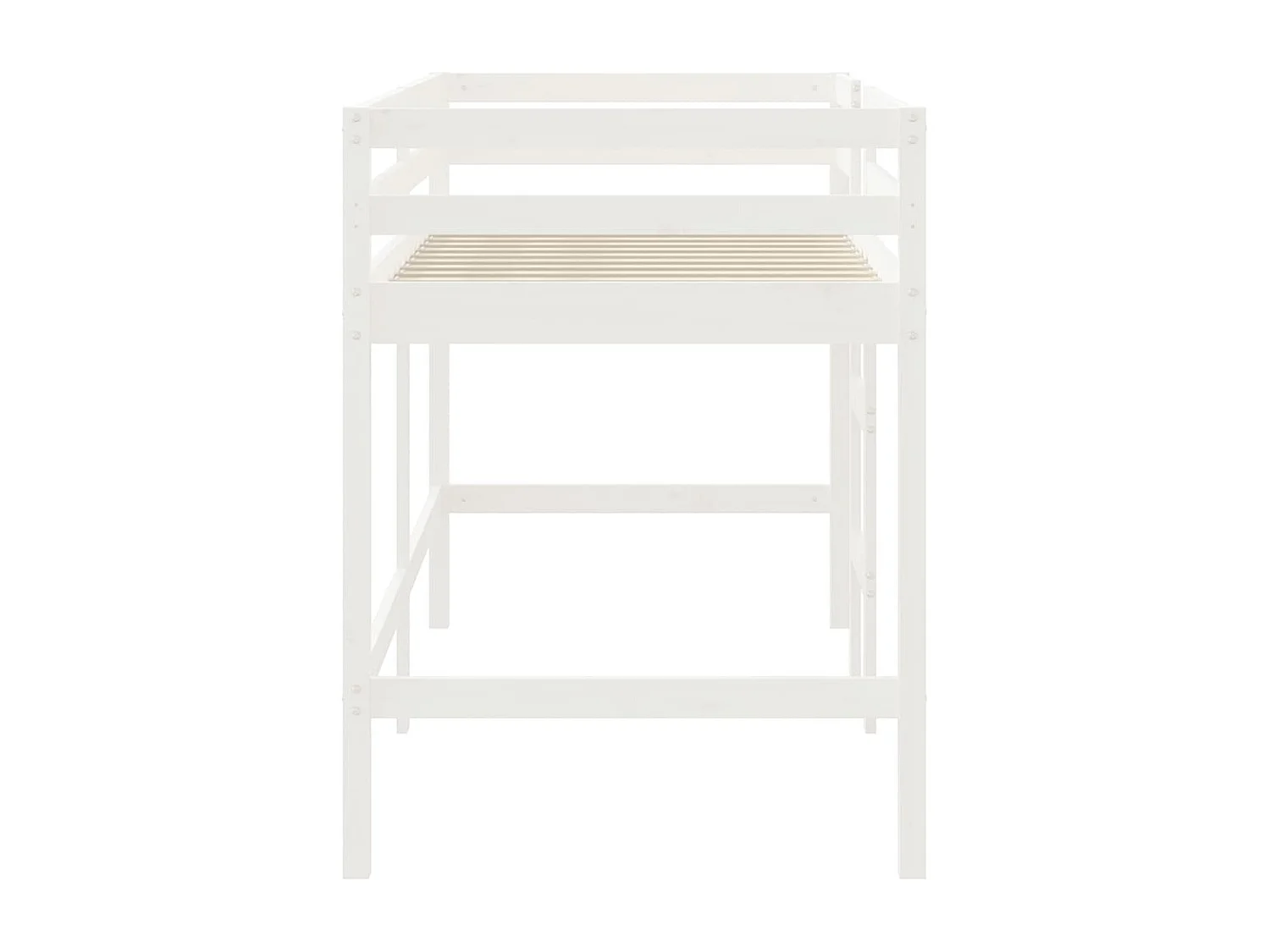 Cama alta p/ criança c/ escada 90x190 cm pinho maciço branco