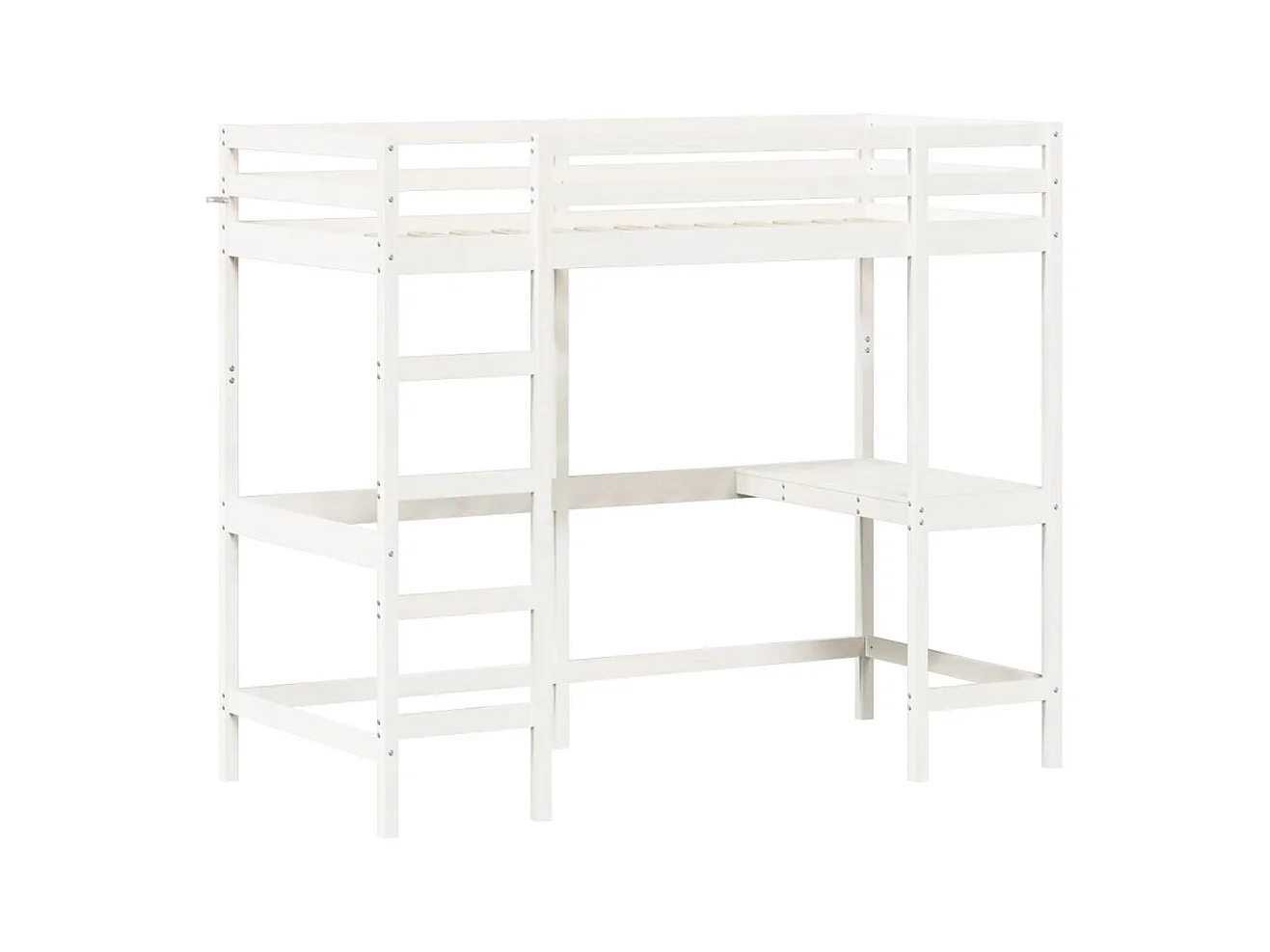 Lit superposé avec bureau blanc 90x200 cm bois de pin massif
