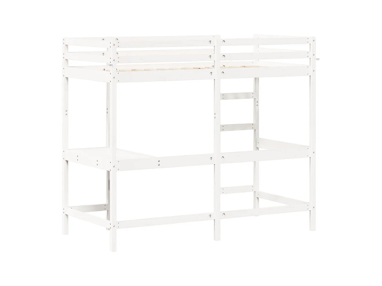 Lit superposé avec bureau blanc 90x200 cm bois de pin massif