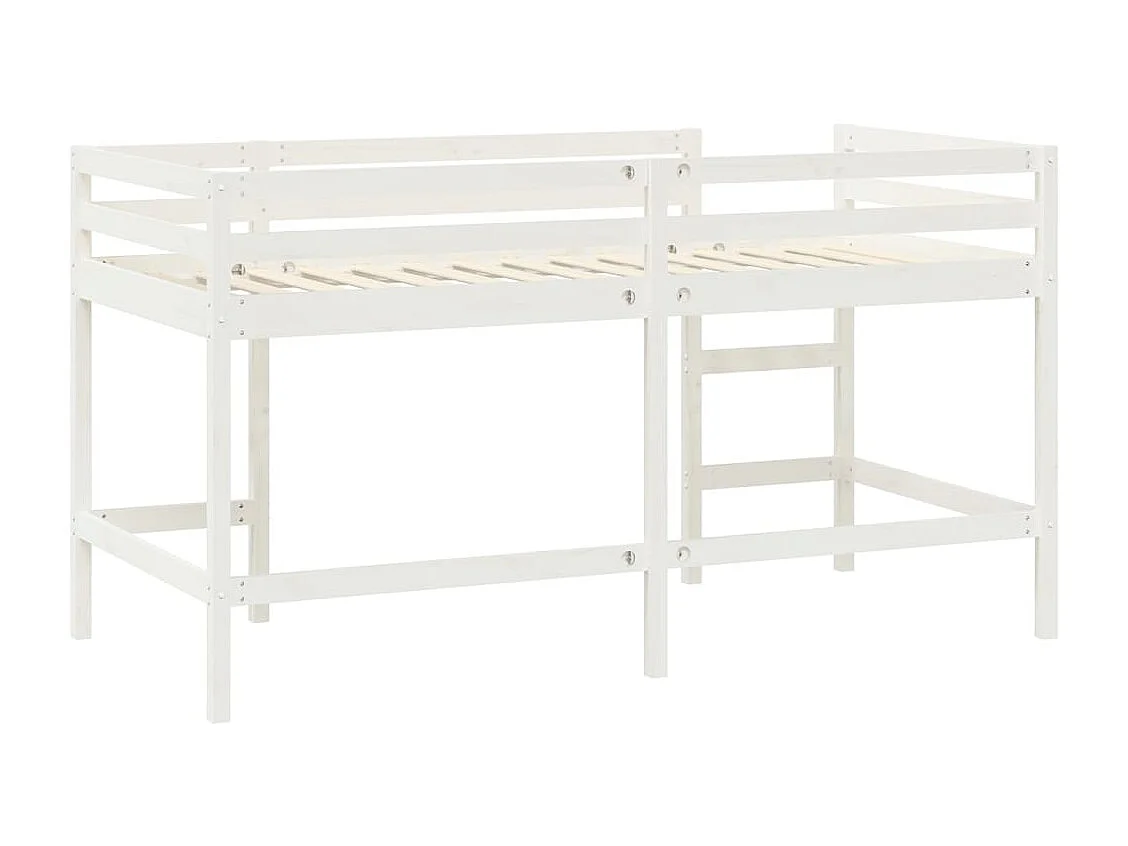 Cama alta de niños escalera madera maciza pino blanco 80x200 cm