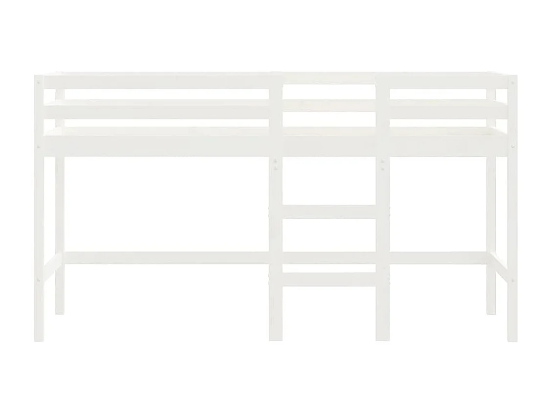 Cama alta de niños escalera madera maciza pino blanco 90x200 cm