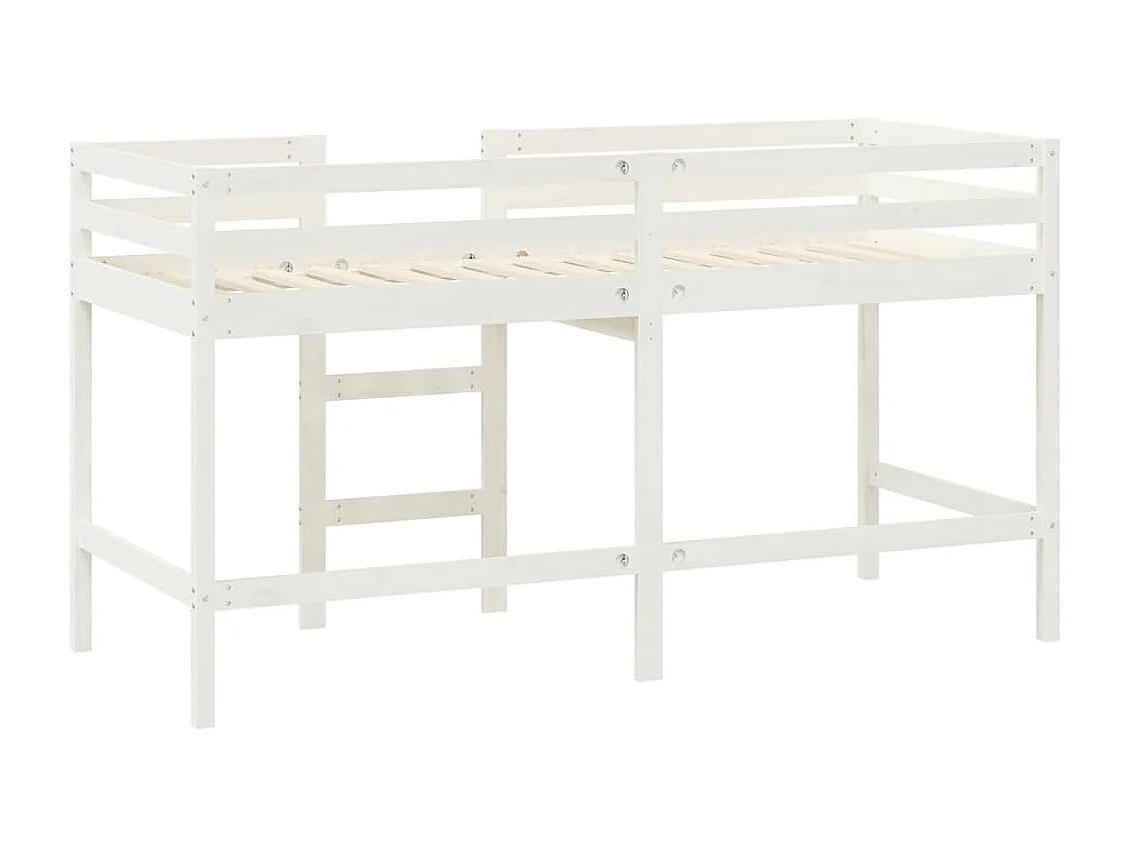 Cama alta de niños escalera madera maciza pino blanco 90x200 cm