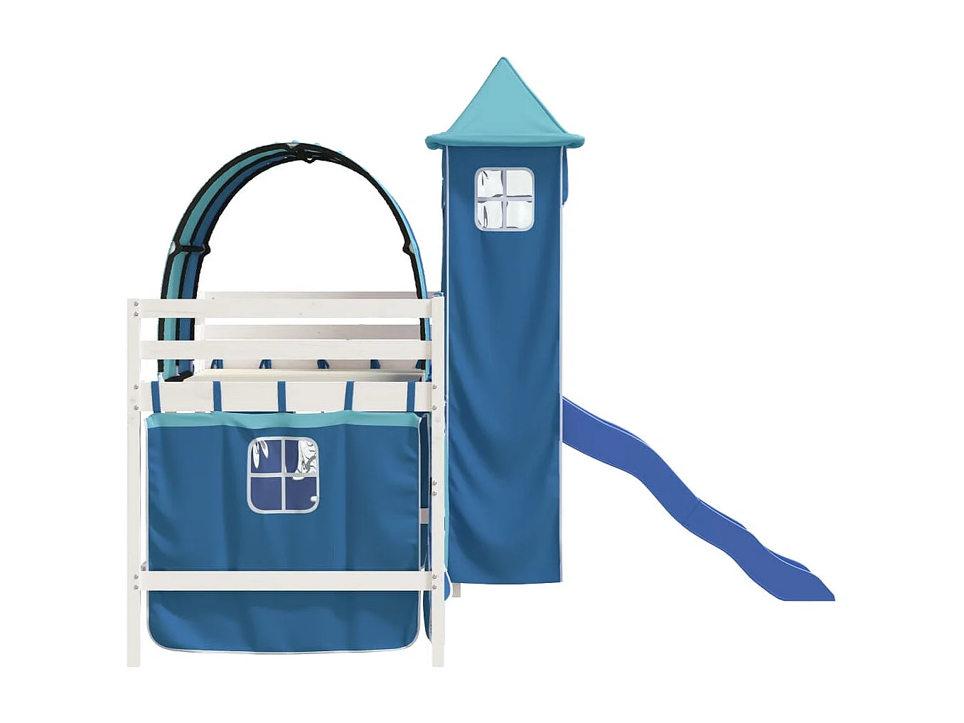 Lit mezzanine enfants avec tour bleu 90x200 cm bois pin massif