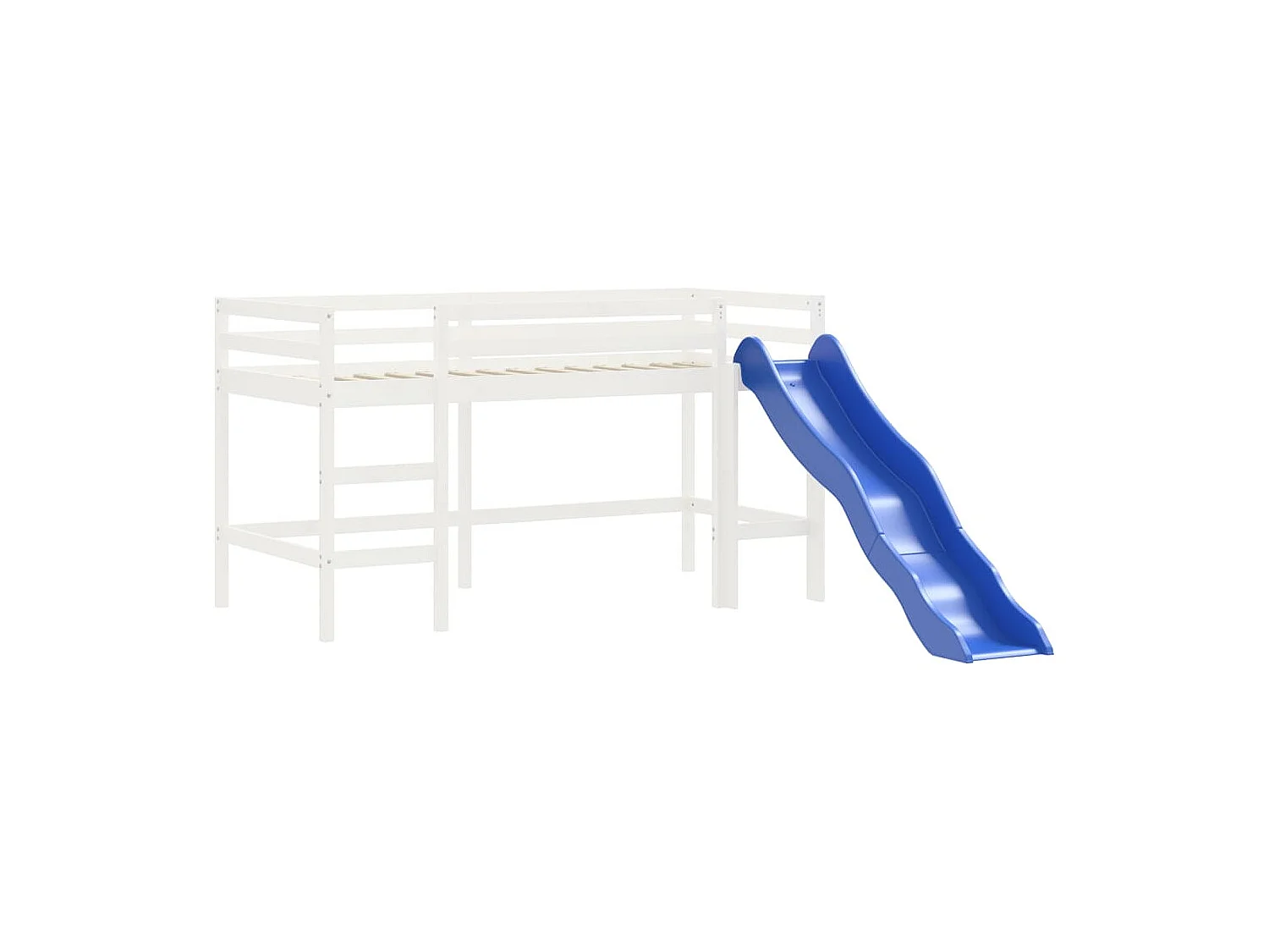 Lit mezzanine enfants avec tour bleu 90x200 cm bois pin massif