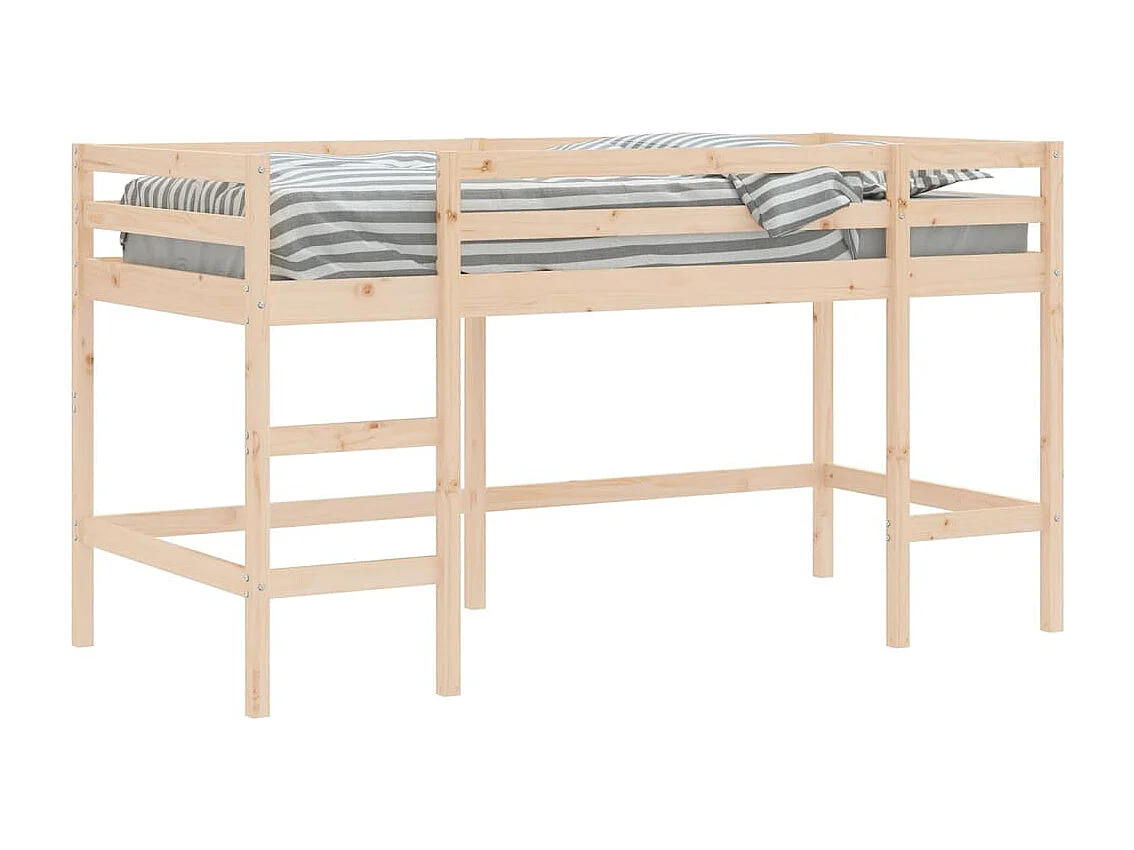 Cama alta de niños con escalera madera maciza pino 90x200 cm