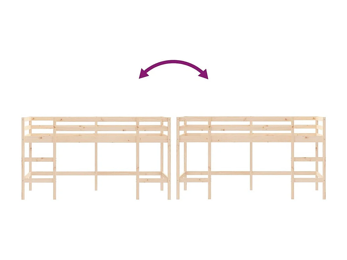 Cama alta de niños con escalera madera maciza pino 90x200 cm