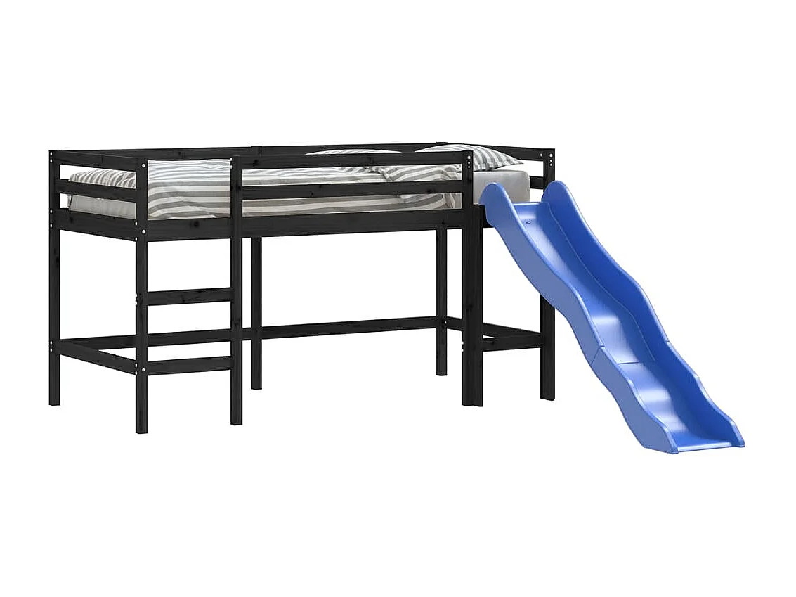 Lit mezzanine enfants toboggan 80x200 cm bois pin massif