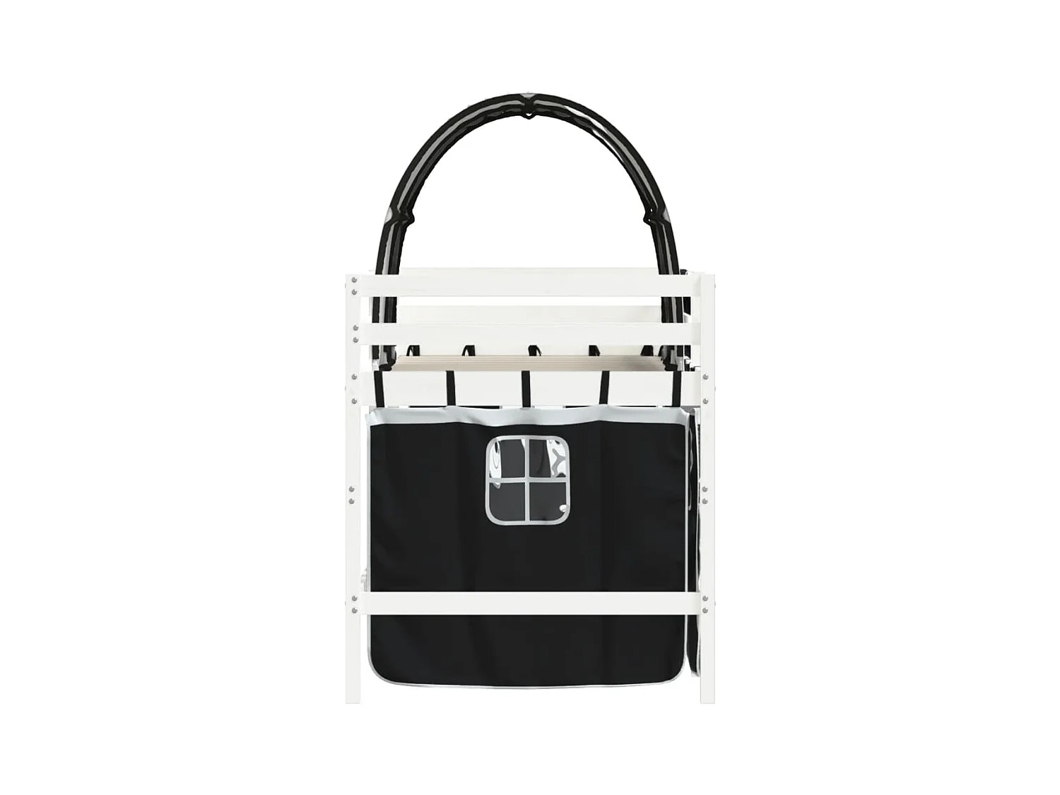 Cama alta niños con túnel madera pino blanco negro 80x200 cm