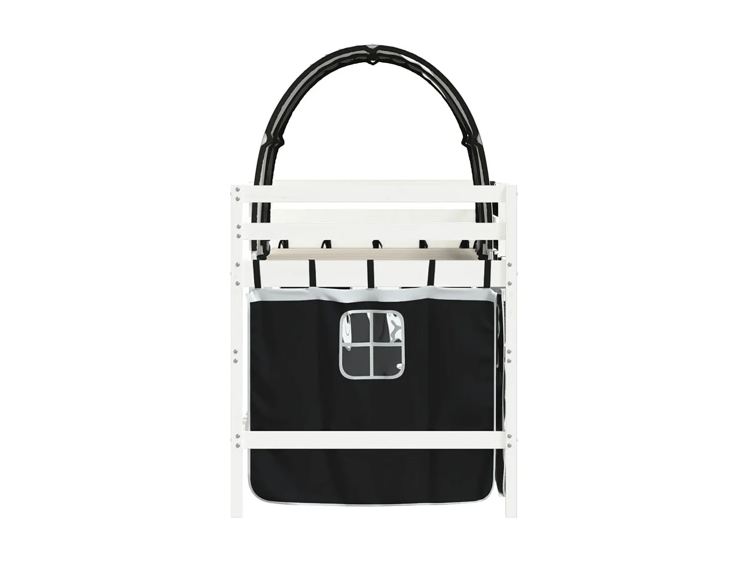 Cama alta niños con túnel madera pino blanco negro 80x200 cm