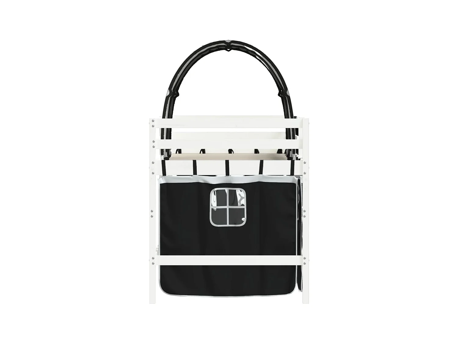 Lit mezzanine enfants et tunnel blanc/noir 90x200 cm pin massif