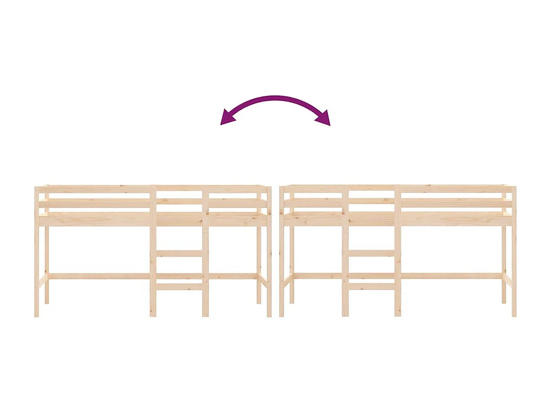 Lit mezzanine enfants échelle 80x200 cm bois pin massif