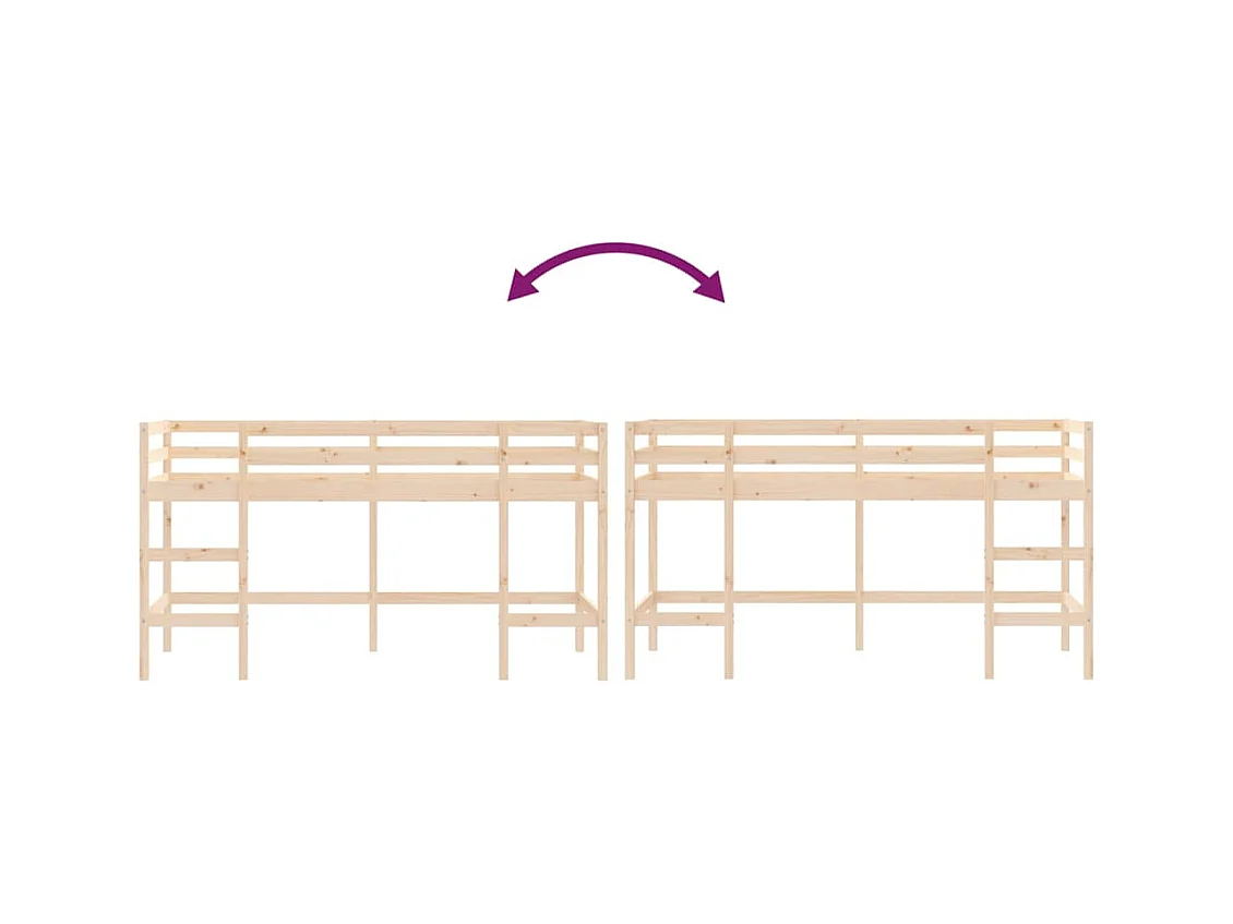 Lit mezzanine enfants échelle 90x190 cm bois pin massif