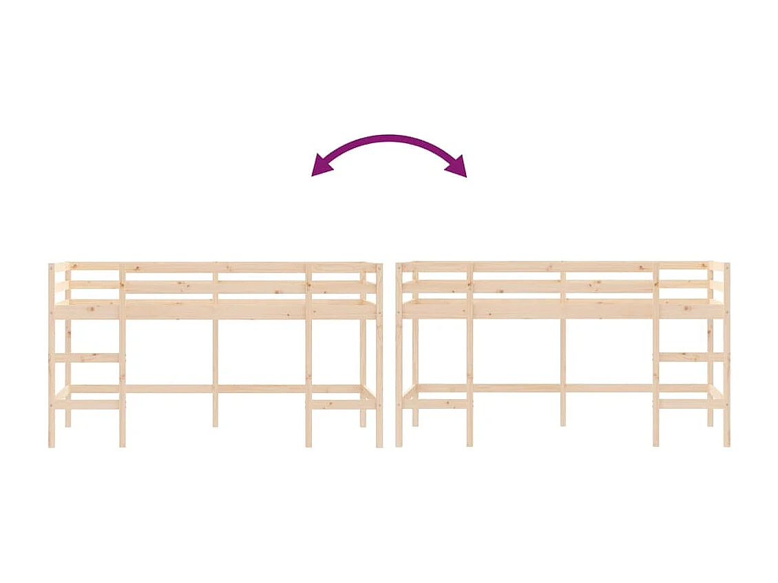 Lit mezzanine enfants échelle 90x190 cm bois pin massif