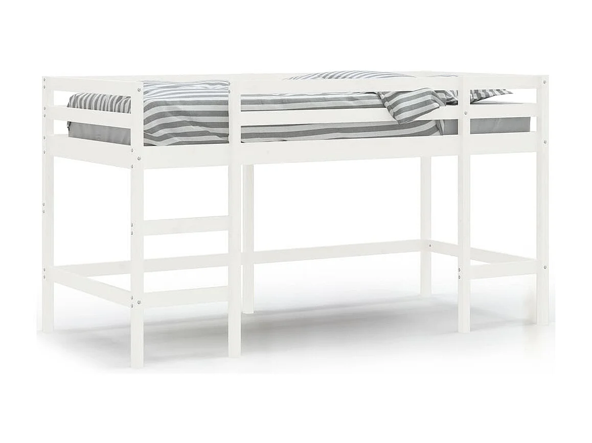 Kinderhoogslaper met ladder 90x200 cm massief grenenhout wit