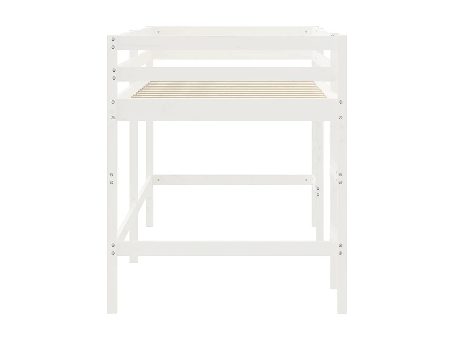 Cama alta p/ criança c/ escada 90x200 cm pinho maciço branco