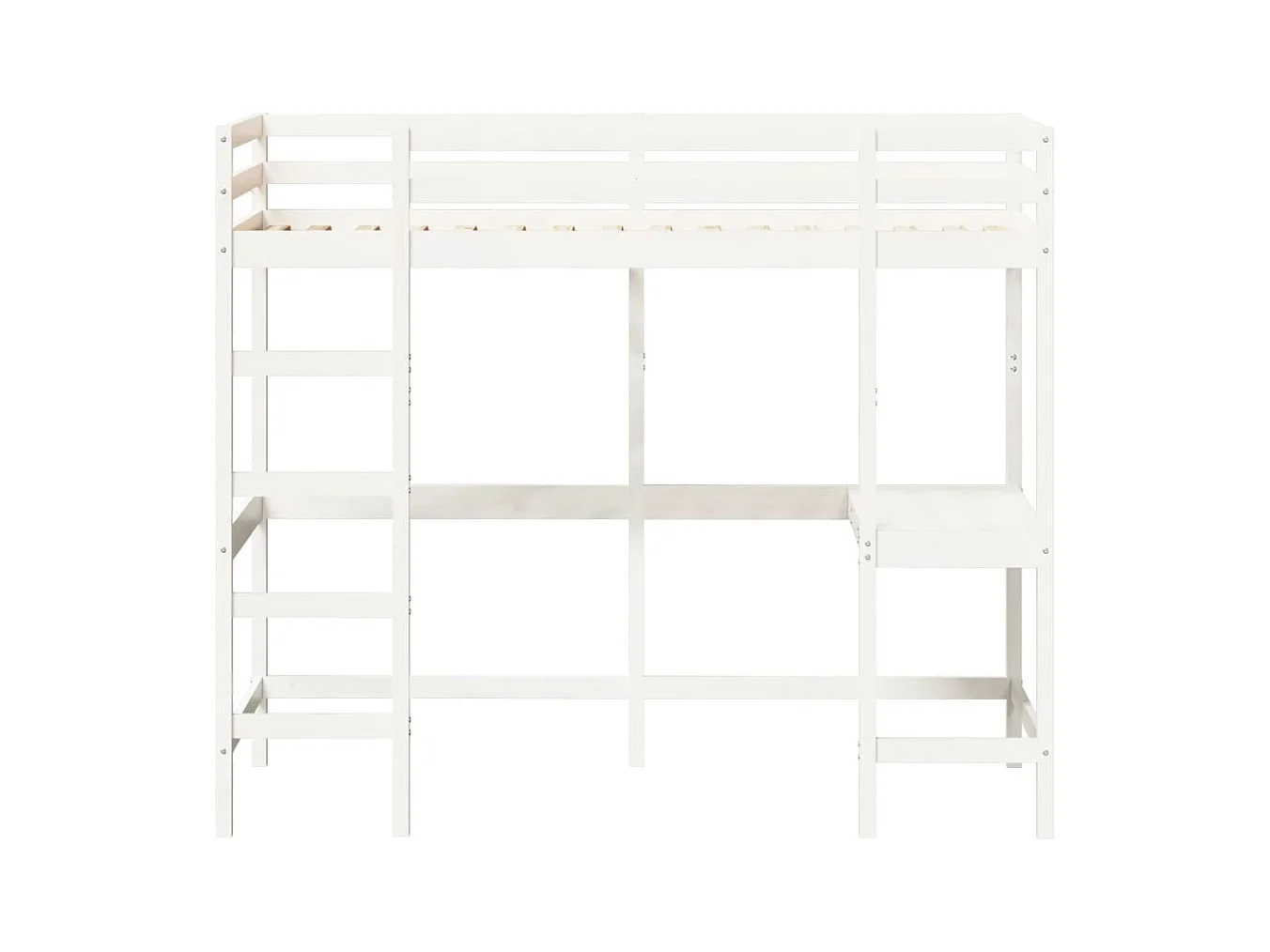 Lit superposé avec bureau blanc 90x190 cm bois de pin massif