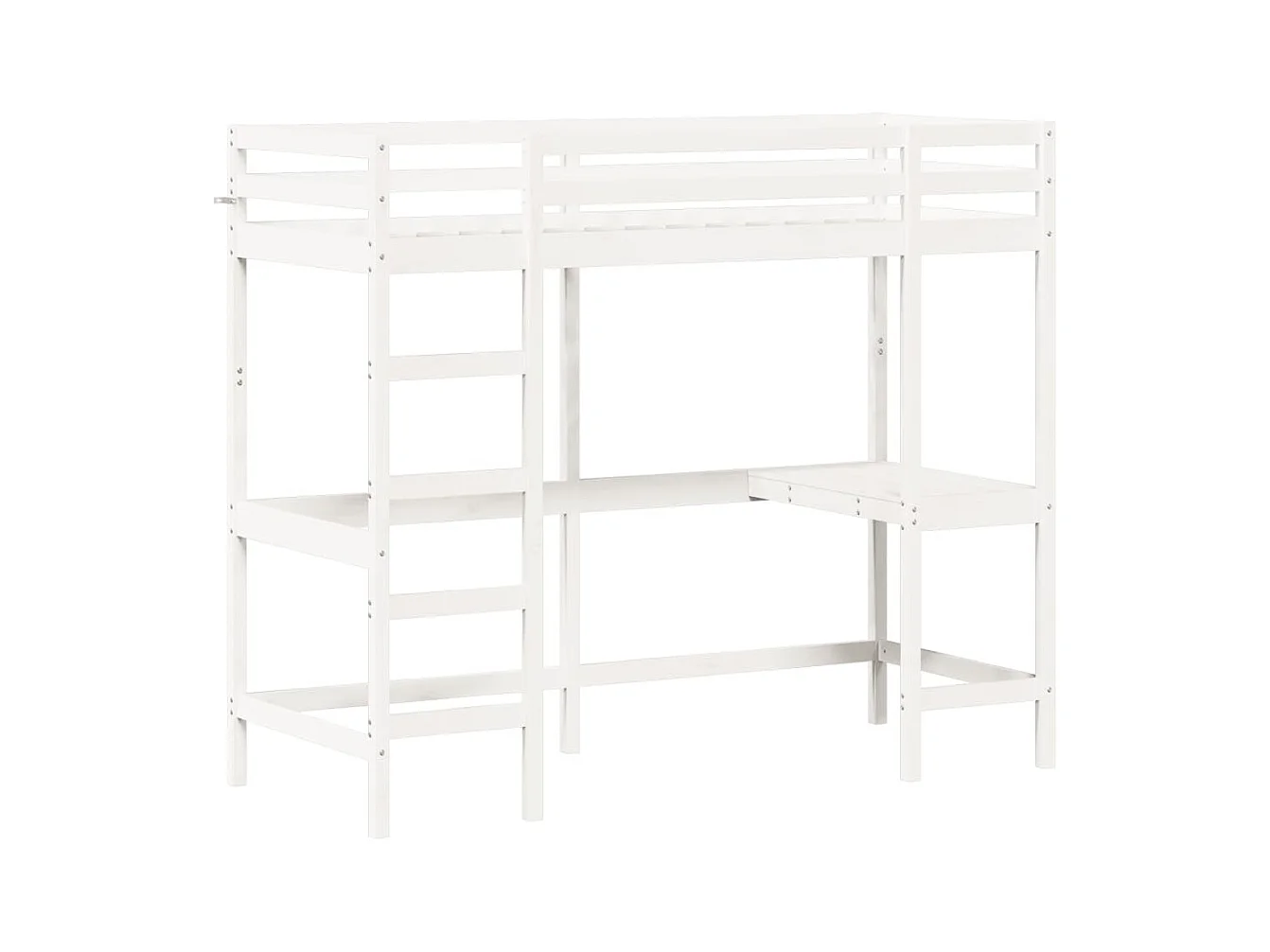 Hoogslaper met bureau massief grenenhout wit 75x190 cm