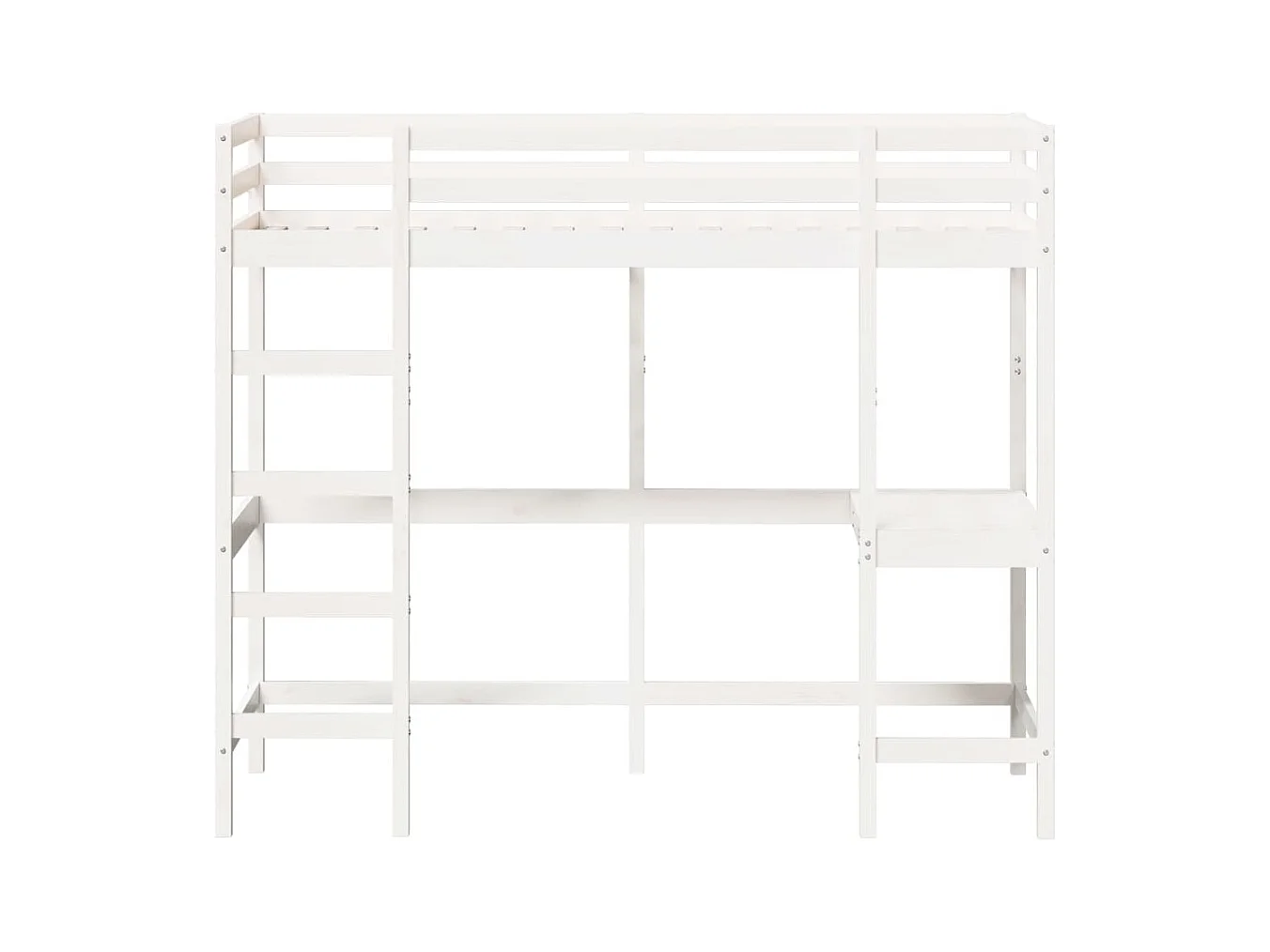 Hoogslaper met bureau massief grenenhout wit 75x190 cm