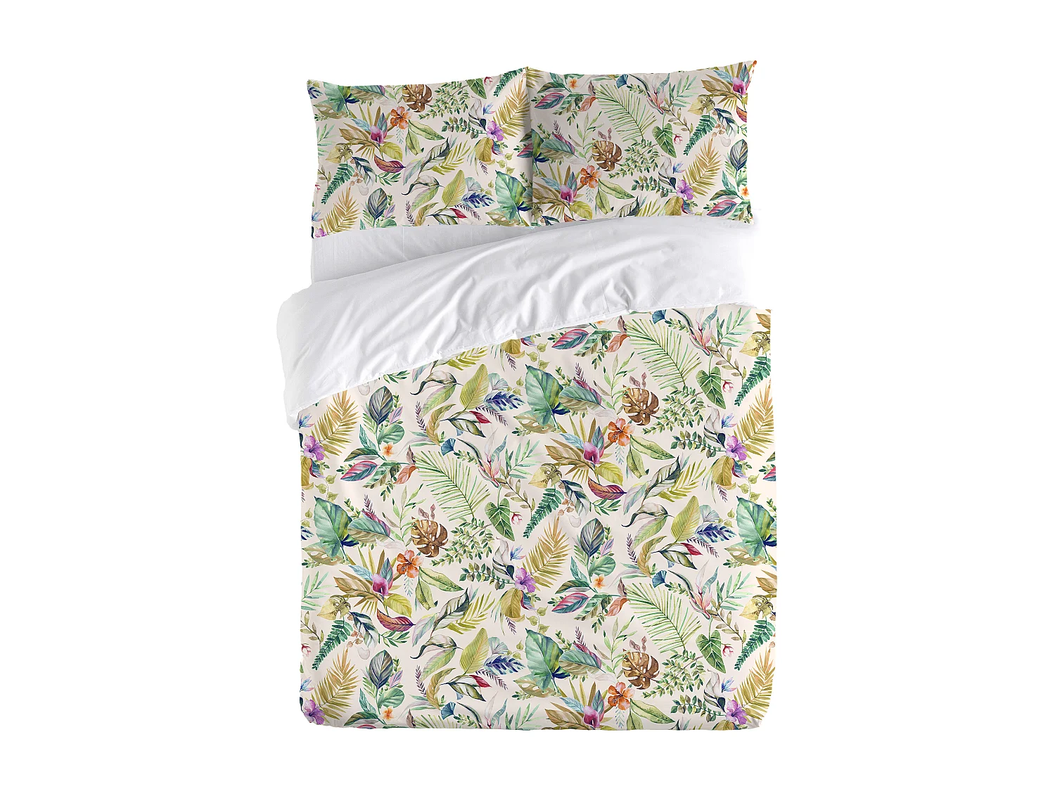 Funda nórdica Jungleaves cama 120 cm - 200x200 cm, algodón 200 hilos. Cierre con corchetes.