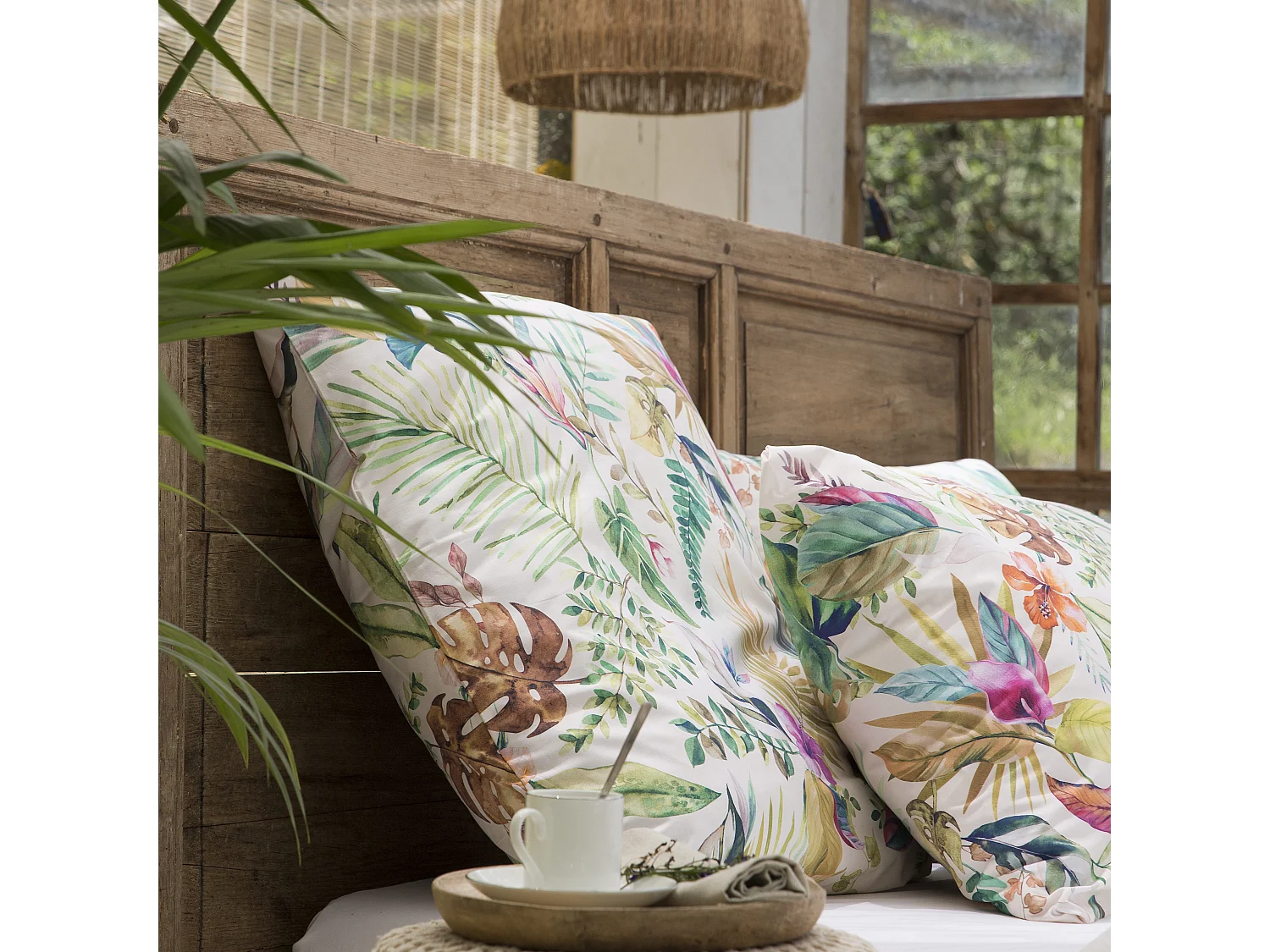 Funda nórdica Jungleaves cama 120 cm - 200x200 cm, algodón 200 hilos. Cierre con corchetes.