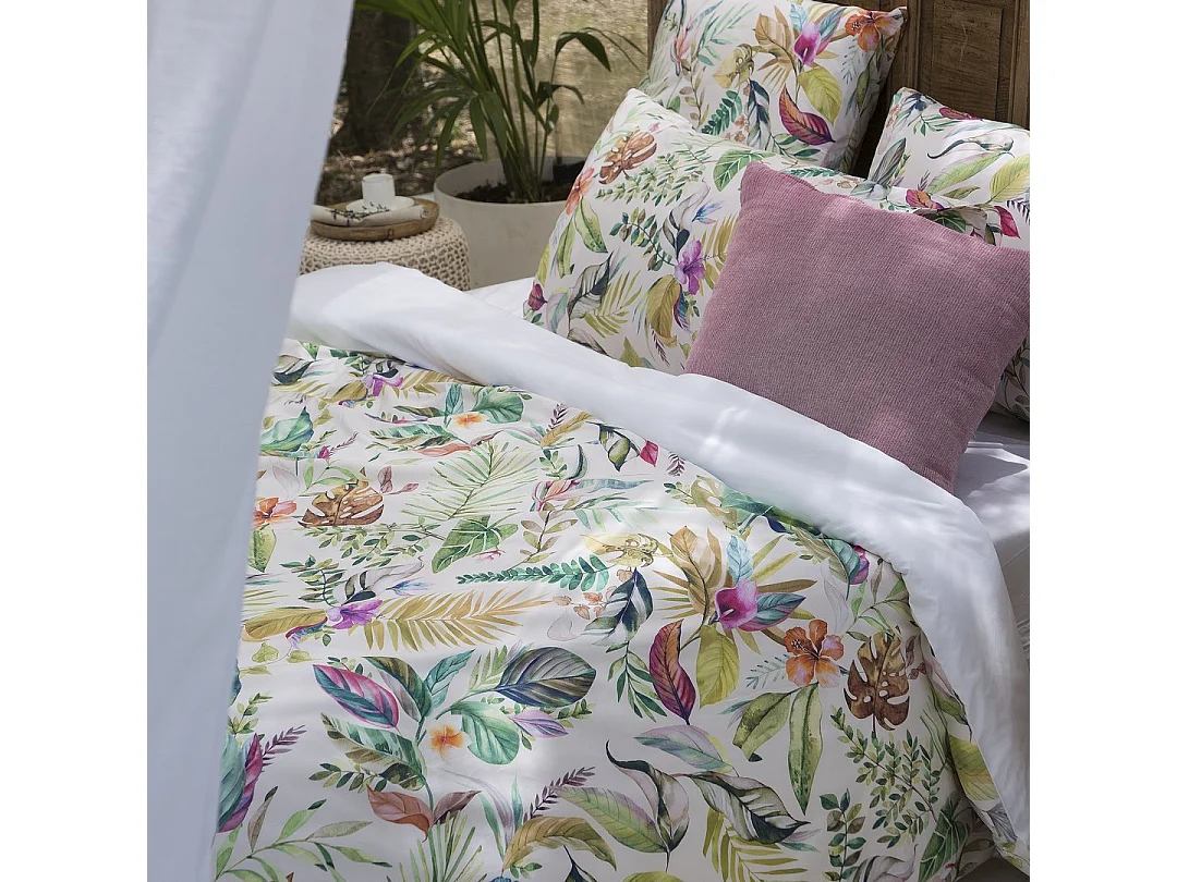 Funda nórdica Jungleaves cama 120 cm - 200x200 cm, algodón 200 hilos. Cierre con corchetes.