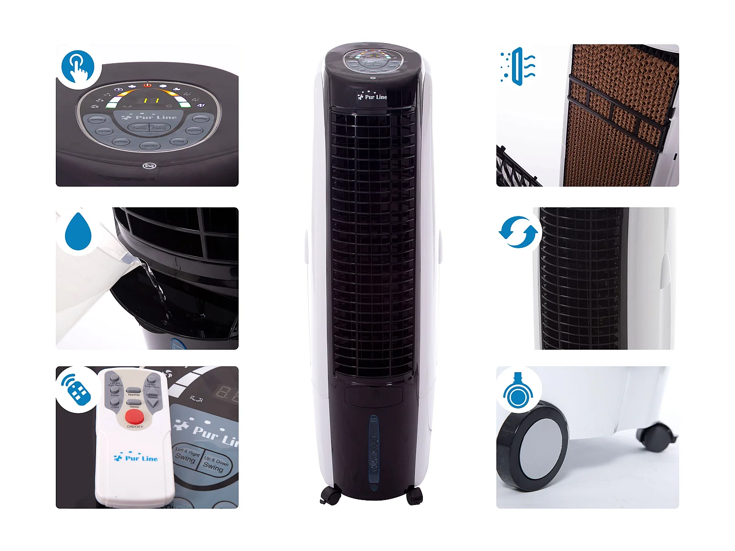 Rafraichisseur d'air par évaporation à débit élevé 6 vitesses