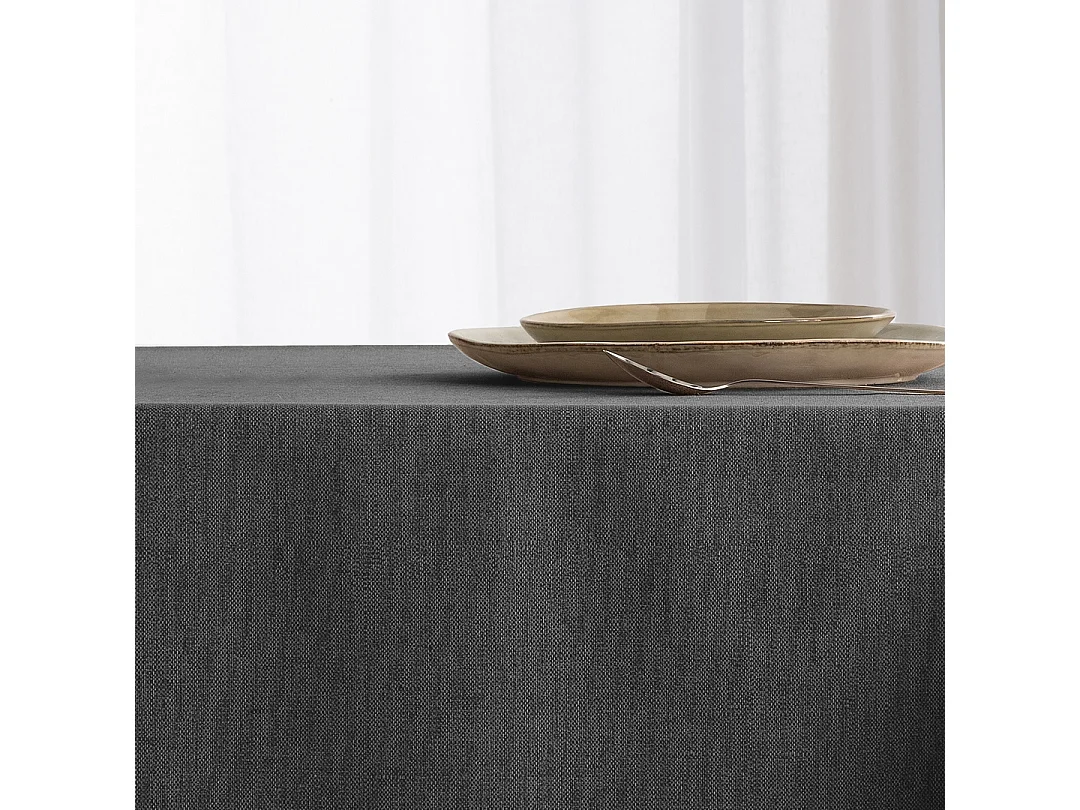 Mantel Antimanchas Resinado Liso Algodón Combinado Elba Gris Oscuro 140x200 cm