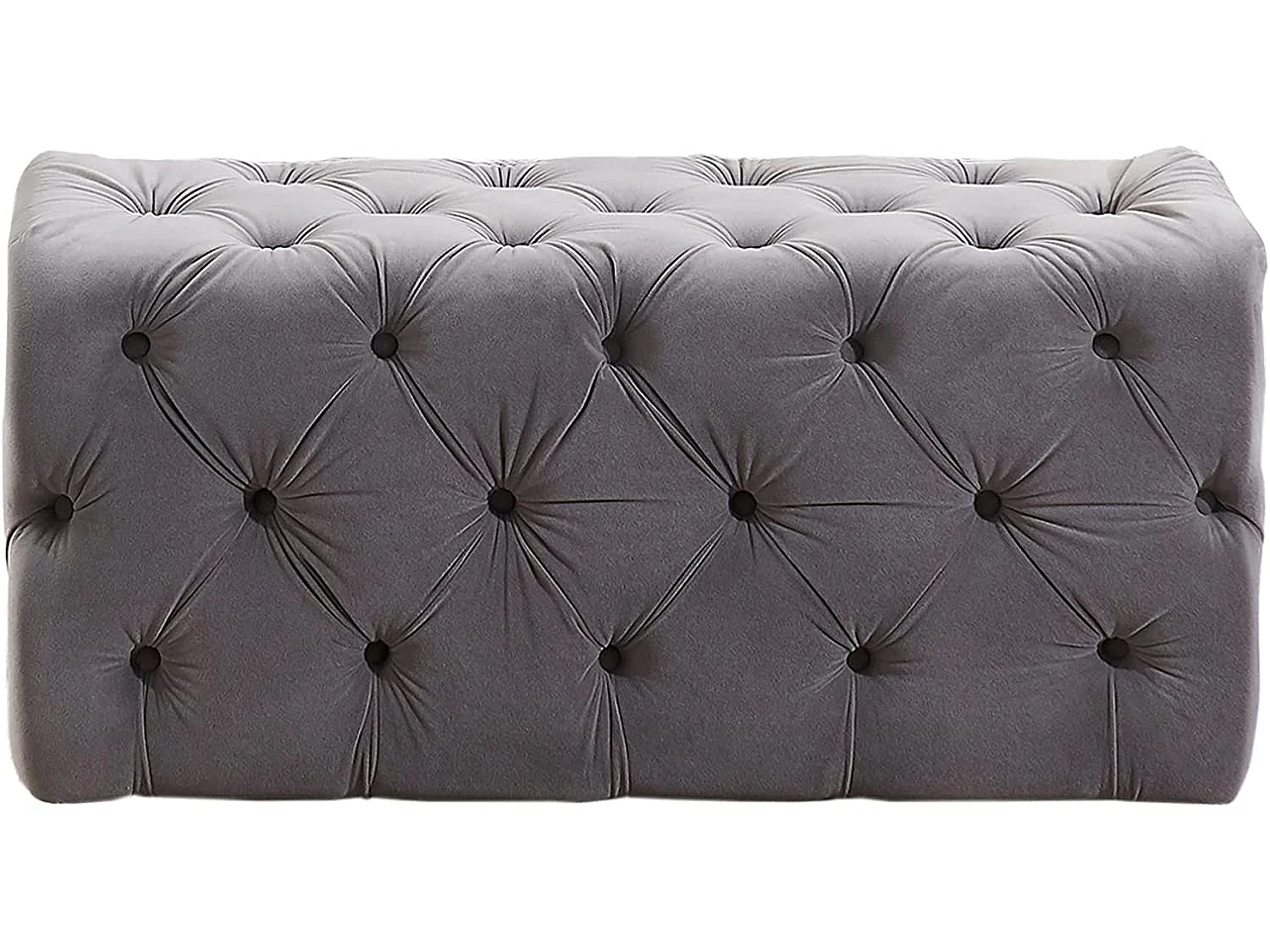 Pouf ou Repose-pieds en Velours Rectangulaire - Petit - Gris anthracite