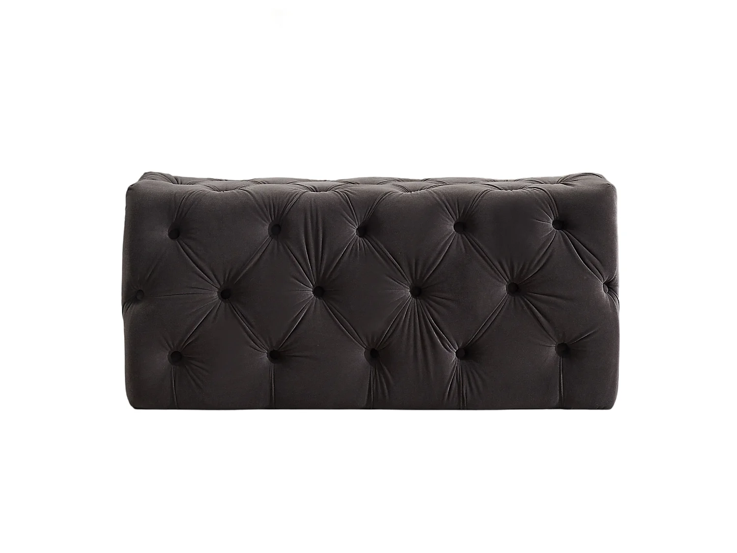 Pouf ou Repose-pieds en Velours Rectangulaire - Petit - Gris anthracite