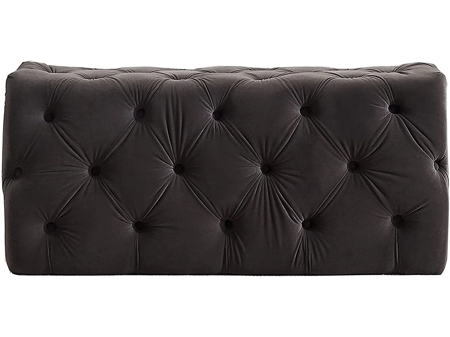 Pouf ou Repose-pieds en Velours Rectangulaire - Petit - Gris