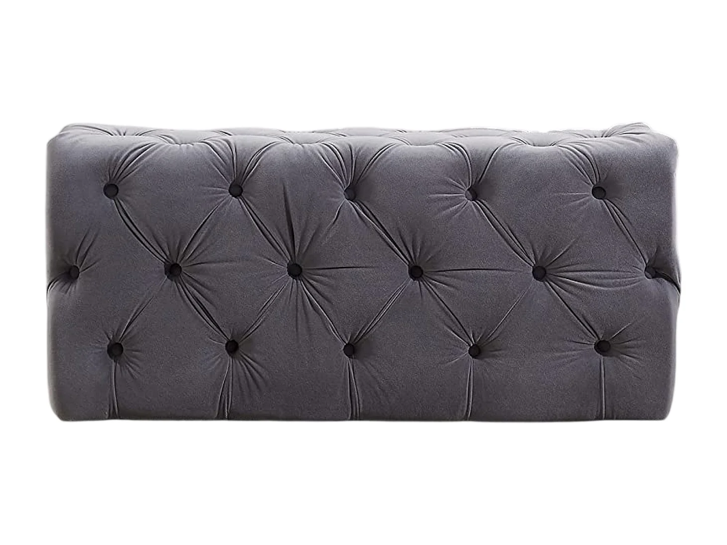 Pouf ou Repose-pieds en Velours Rectangulaire - Petit - Gris