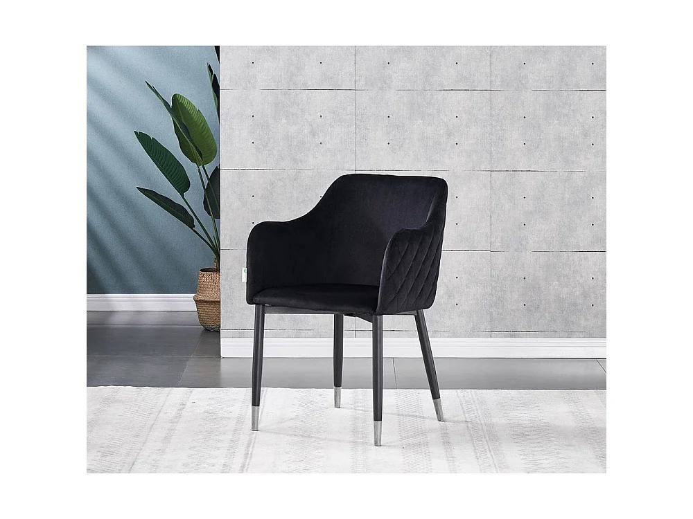 VERONA - Fauteuil en Velours - Style Vintage - Noir