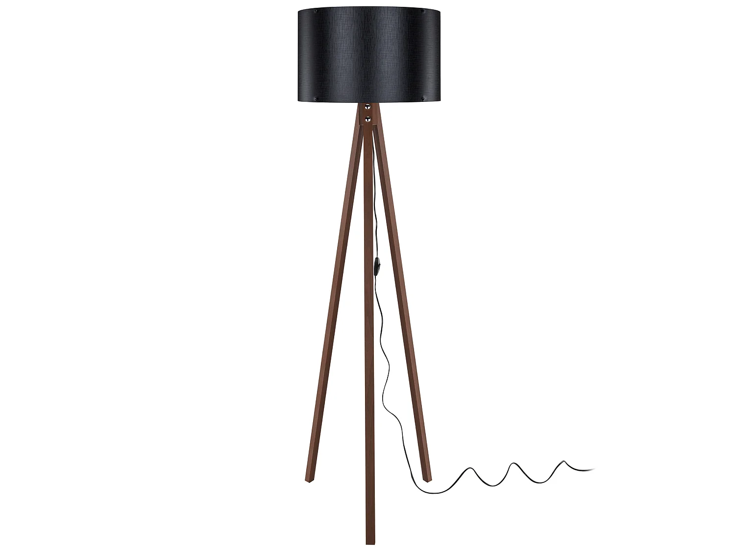 Lampadaire Guildford trépied hauteur 136 cm E27 effet noyer / noir [lux.pro]