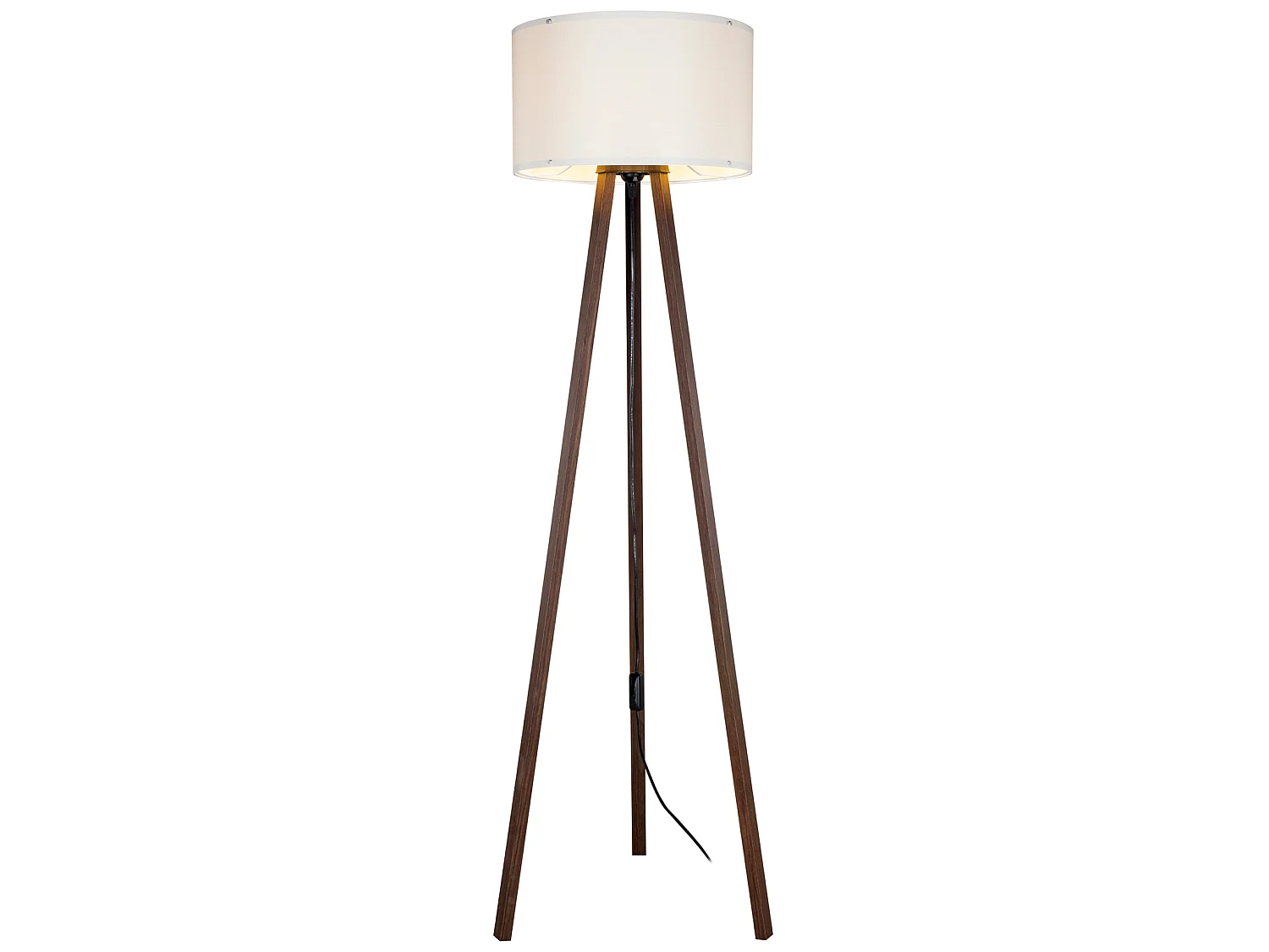 Lampadaire Keynes trépied hauteur 136 cm E27 effet noyer / crème [lux.pro]