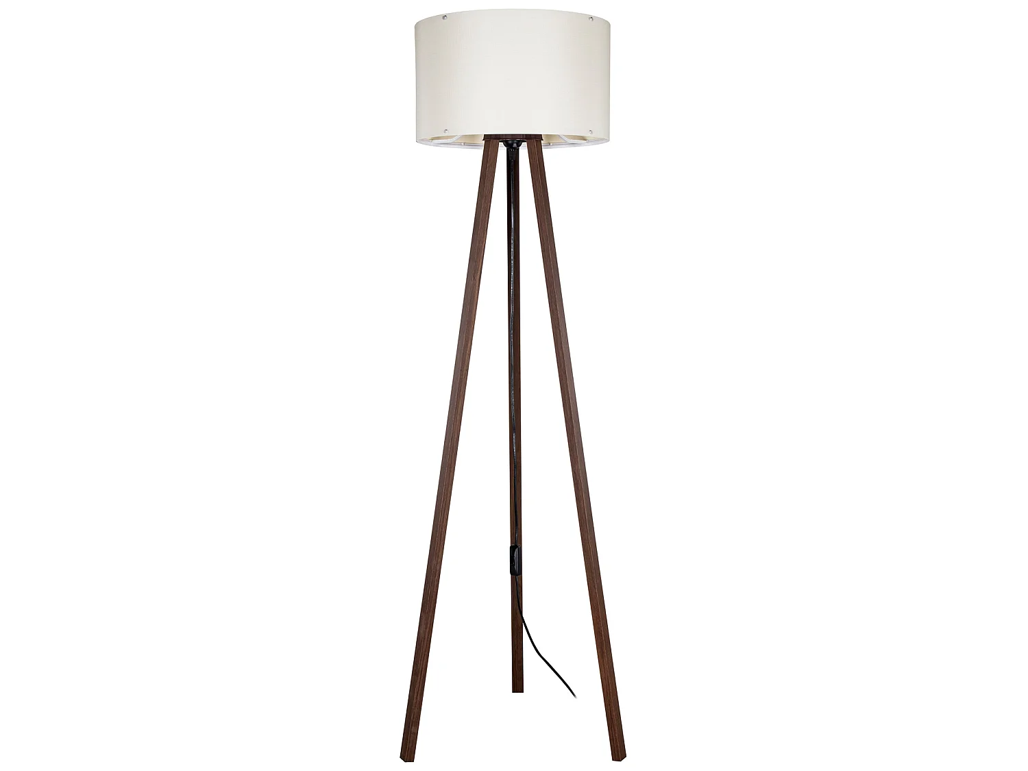Lampadaire Keynes trépied hauteur 136 cm E27 effet noyer / crème [lux.pro]