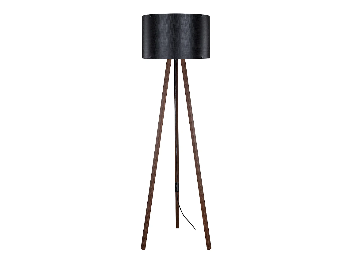 Lampadaire Keynes trépied hauteur 136 cm E27 effet noyer / noir [lux.pro]