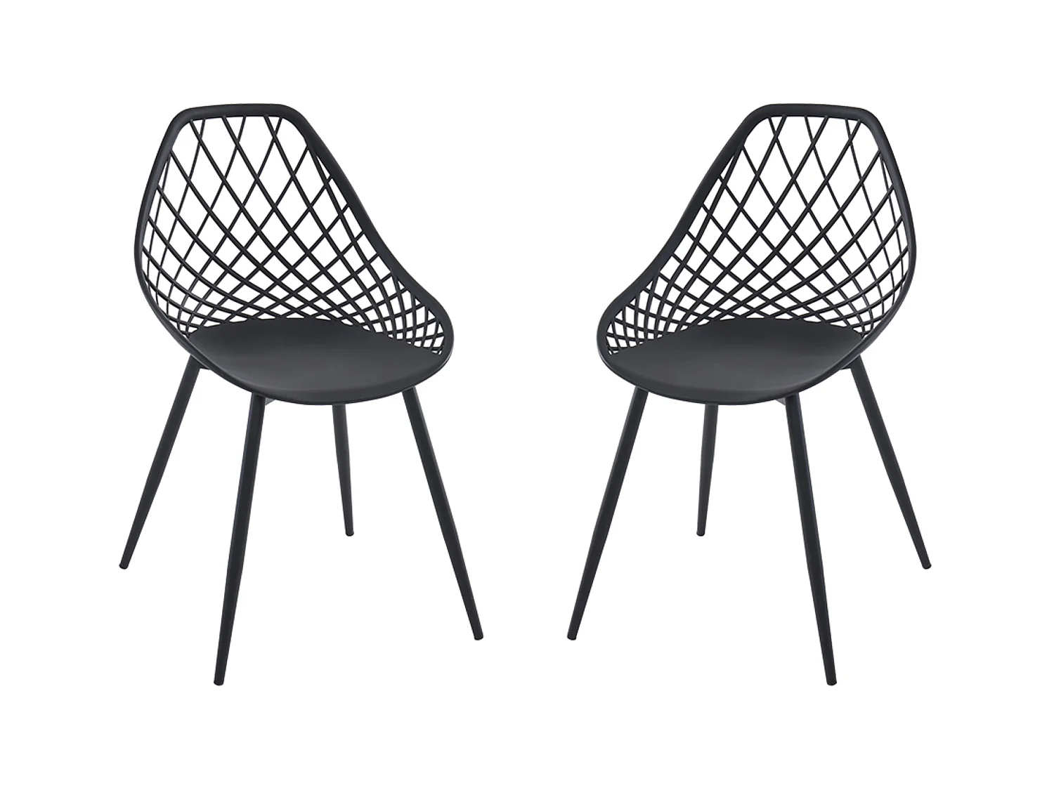 Set van 2 tuinstoelen van polypropyleen met metalen poten - Zwart - MALAGA