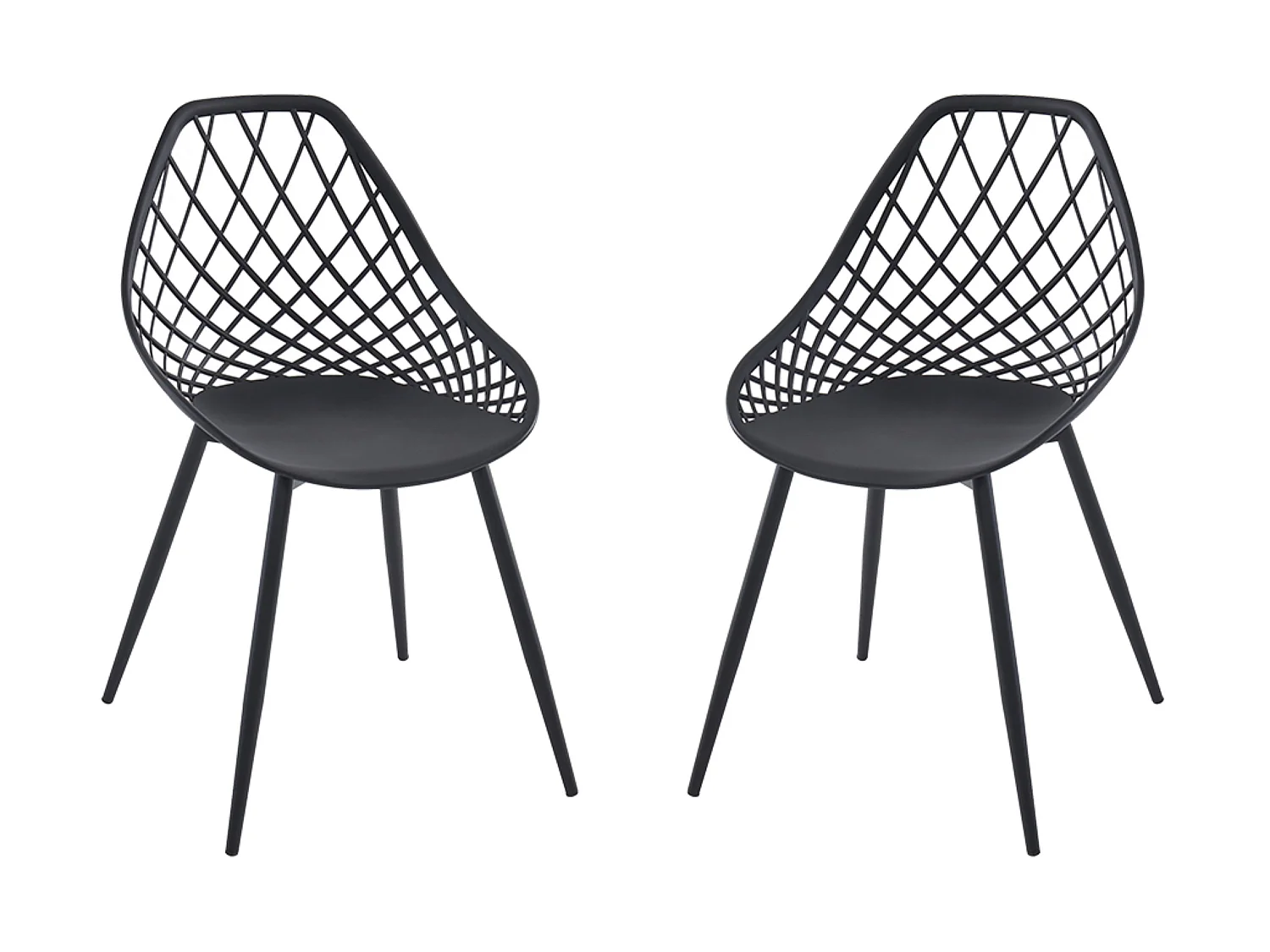 Lot de 2 chaises de jardin en polypropylène avec pieds en métal - Noir - MALAGA de MYLIA