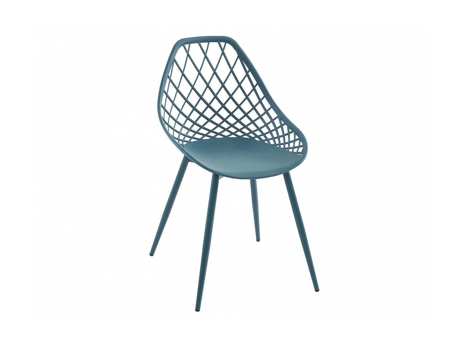 Lot de 2 chaises de jardin en polypropylène avec pieds en métal - Bleu canard - MALAGA de MYLIA