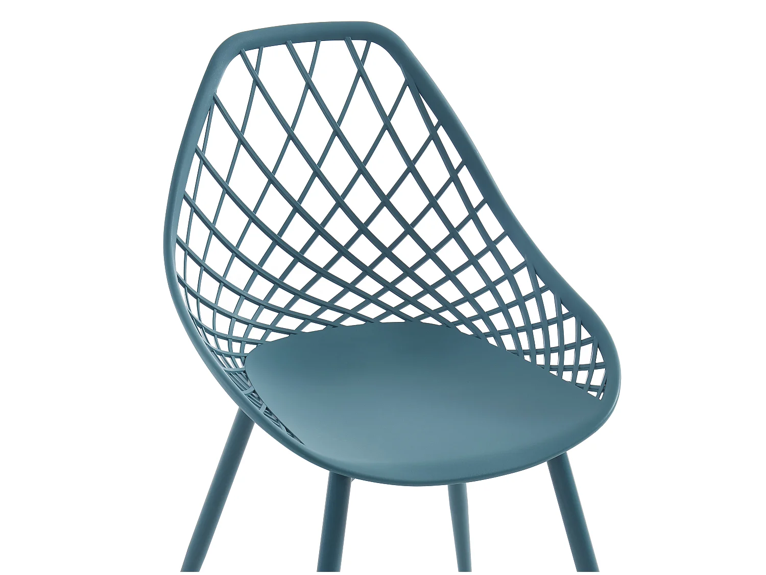 Lot de 2 chaises de jardin en polypropylène avec pieds en métal - Bleu canard - MALAGA de MYLIA