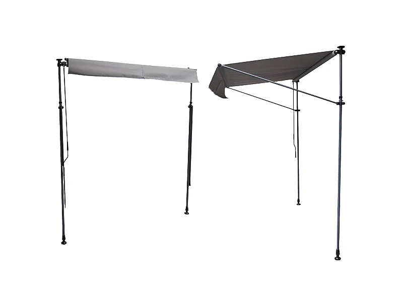 Store banne pour balcon CHENE 3 × 1,2m - Toile grise et structure grise - HAPPY GARDEN