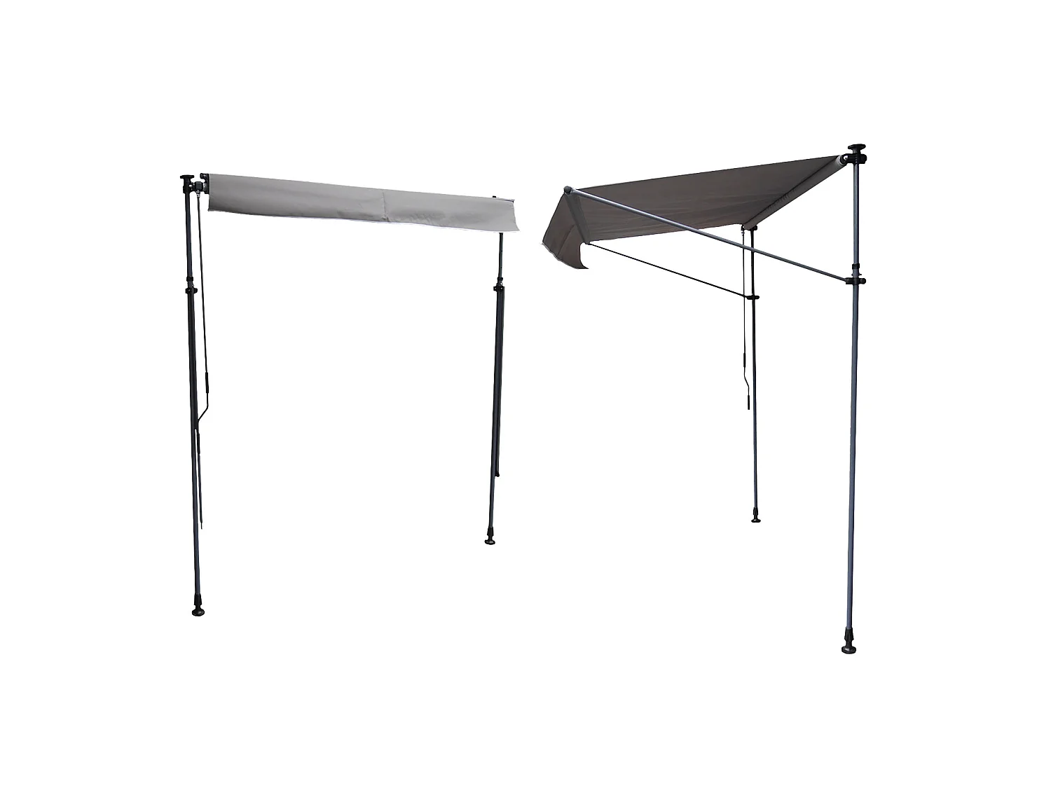 Store banne pour balcon CHENE 3 × 1,2m - Toile grise et structure grise - HAPPY GARDEN