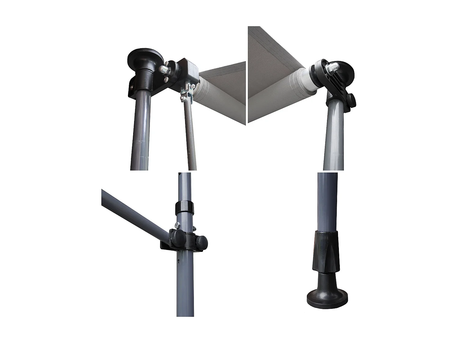 CHENE balkonluifel 3 × 1.2m - Grijs doek en grijs frame