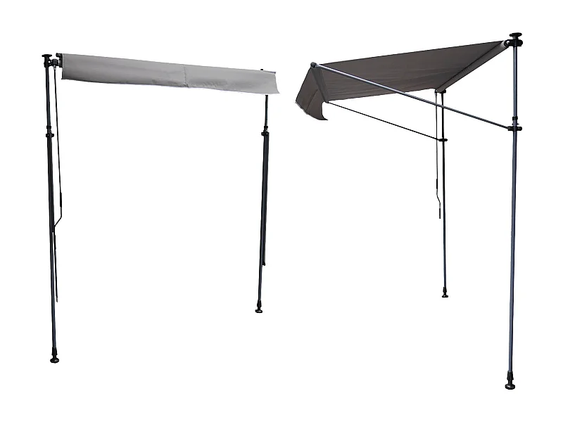 Store banne pour balcon CHENE 3 × 1,2m - Toile grise et structure grise - HAPPY GARDEN