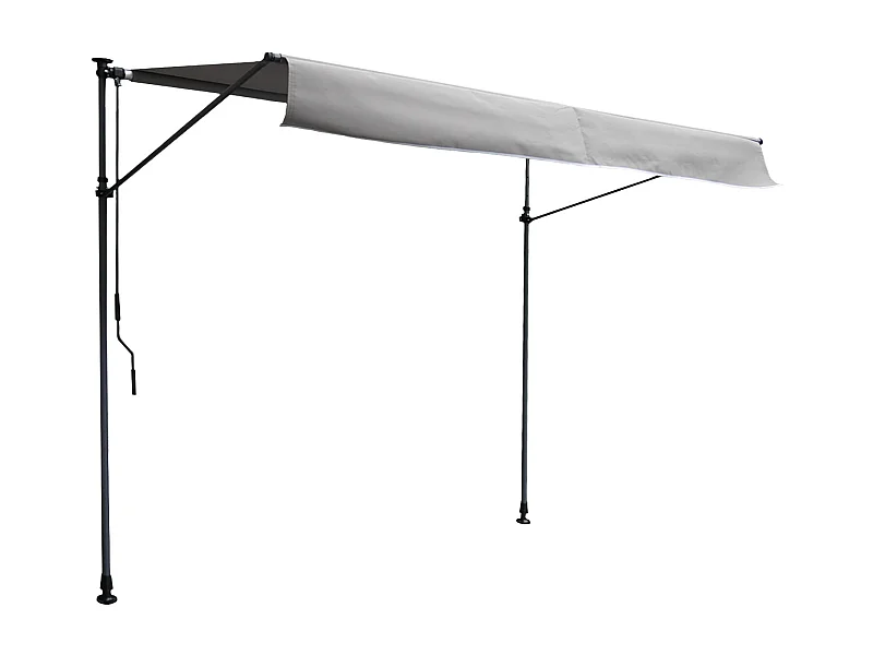 Store banne pour balcon CHENE 3 × 1,2m - Toile grise et structure grise - HAPPY GARDEN