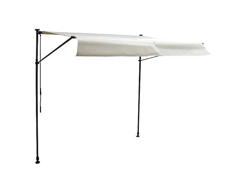 Store banne pour balcon CHENE 3 × 1,2m - Toile beige et structure grise - HAPPY GARDEN